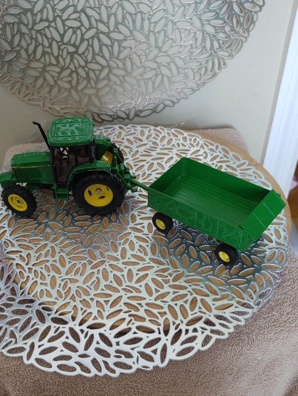 Green Tractor and Trailer Toy Set – Durable Farm Equipment With Low Low Miles.